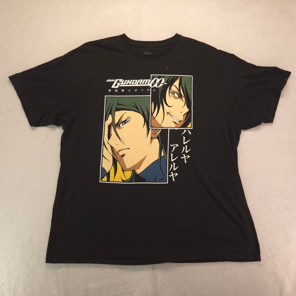 Gundam 00 Anime Graphic Crew Neck Short Sleeve T-Shirt Mens Size 2XL Black - Picture 2 of 9